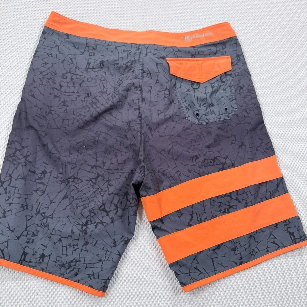 Hurley Phantom JJF Board Shorts Mens 36 L Grey Orange Cracked Ice Swim Trunks 21